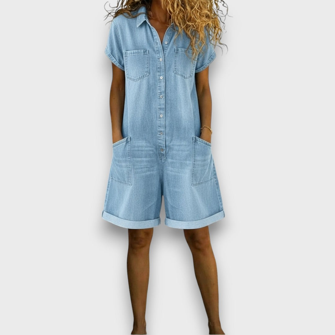 Sofia | Vintage Short Cotton Denim Overalls
