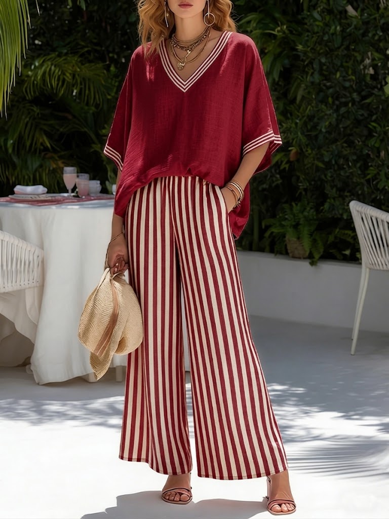 Liesl | Striped Linen-Cotton Two-Piece Set