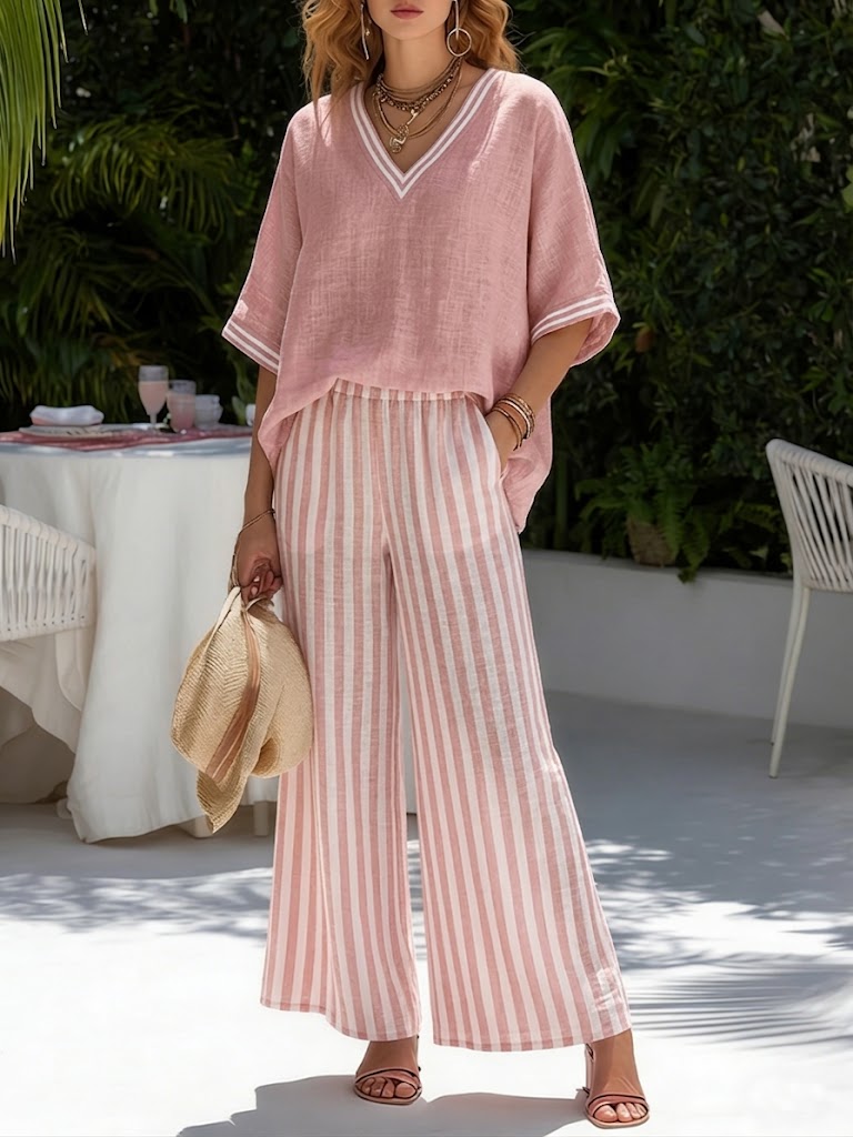 Liesl | Striped Linen-Cotton Two-Piece Set