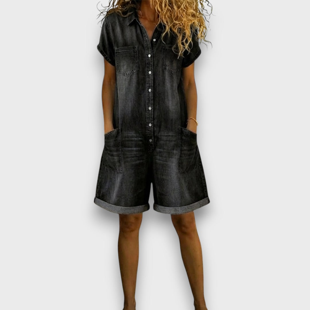Sofia | Vintage Short Cotton Denim Overalls