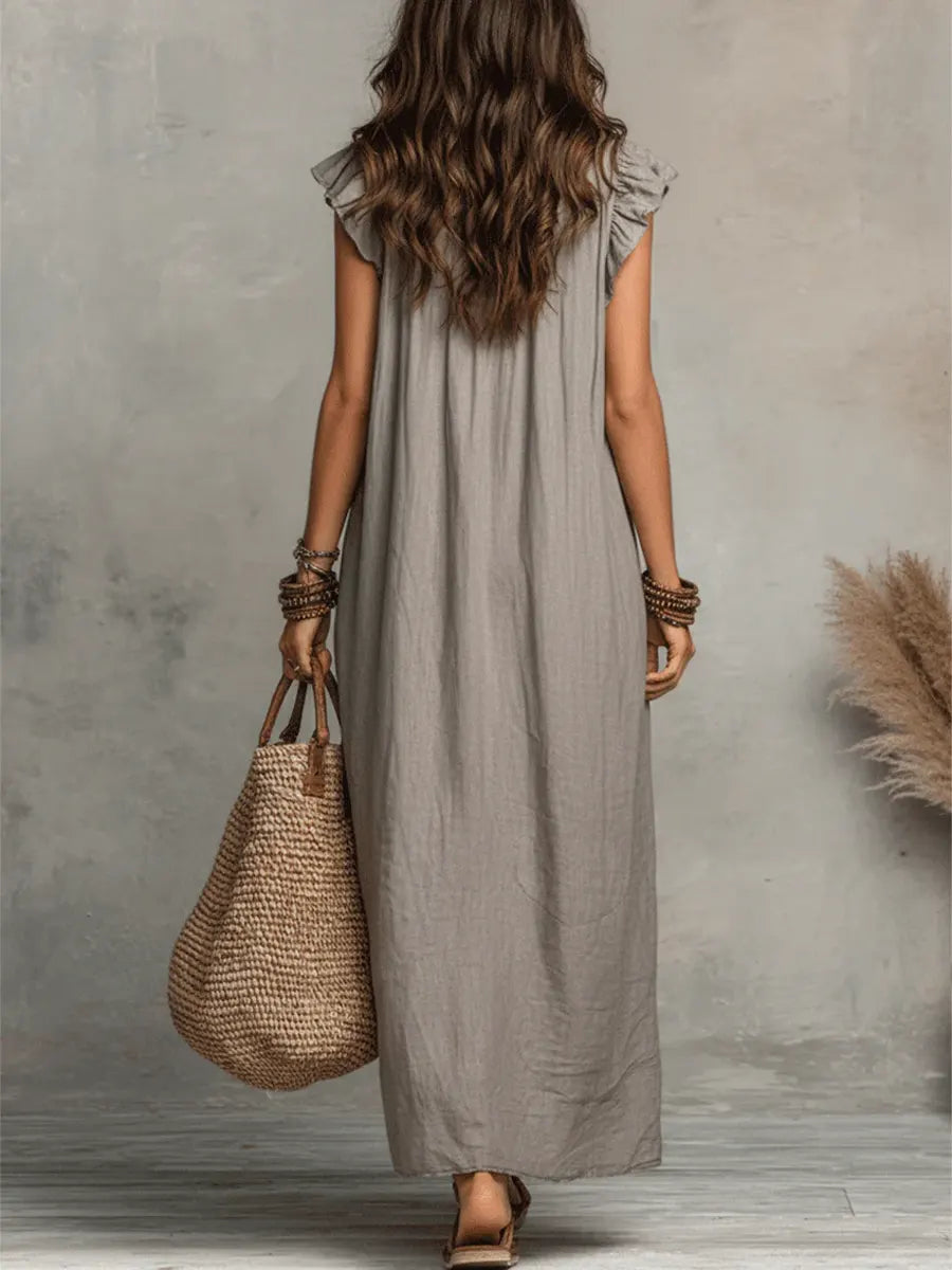 Liezel | Flowy Linen Boho Maxi Dress