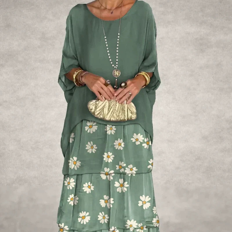 Nobahle | Floral Tiered Maxi Batwing Dress