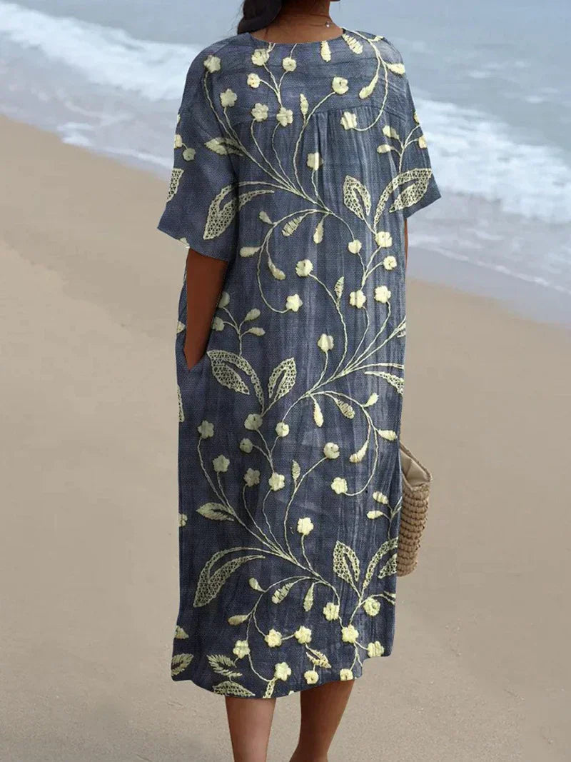 Clémentine | Vintage Floral Flow Midi Dress